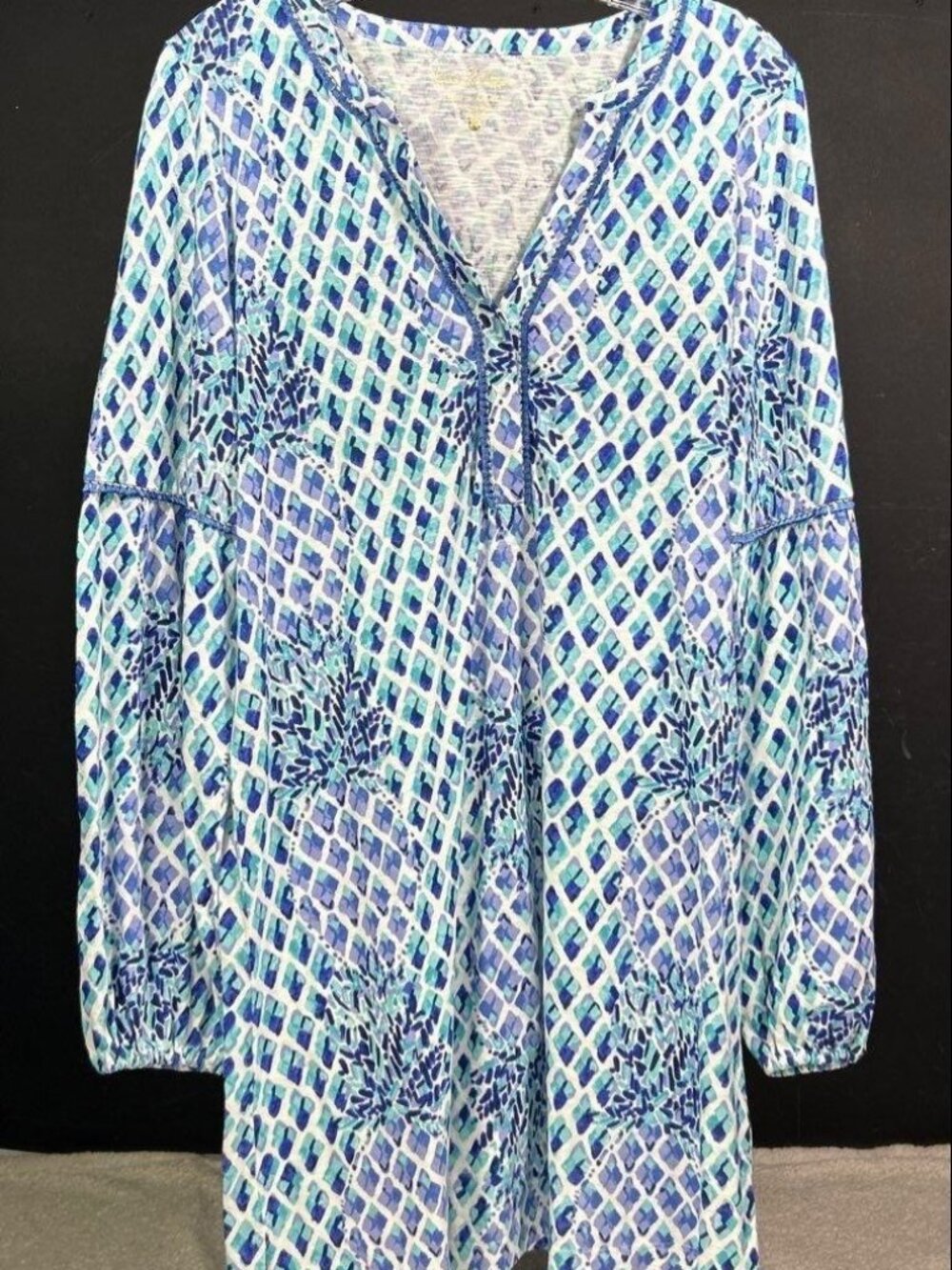 Lilly Pulitzer Blue White Print Tunic Dress Women's M